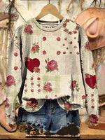 Vintage Art Print Casual Cotton Sweatshirt