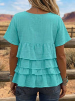 Women's Boho Layered Ruffle Tunic Top