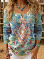 Retro Aztec Print Buttoned Cardigan Sweater