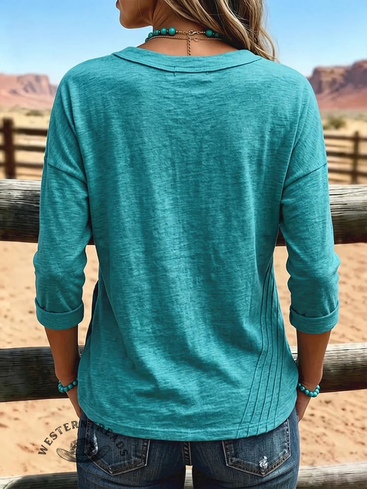 Women's Vintage Patchwork Casual Shirt