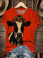 Retro Funny Cow Art Print T-shirt
