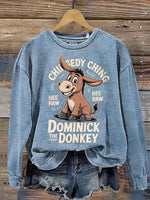 Donkey Print Casual Cotton Sweatshirt