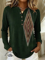 Women's Retro Aztec Print Casual Cotton Shirt