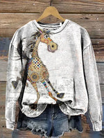 Funny Horse Art Casual Cotton Sweatshirt