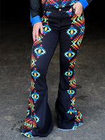 Women's Vintage Aztec Pattern Print Casual Wide Leg Pants