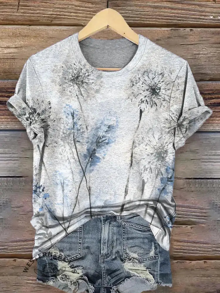 Retro Dandelion Print T-shirt