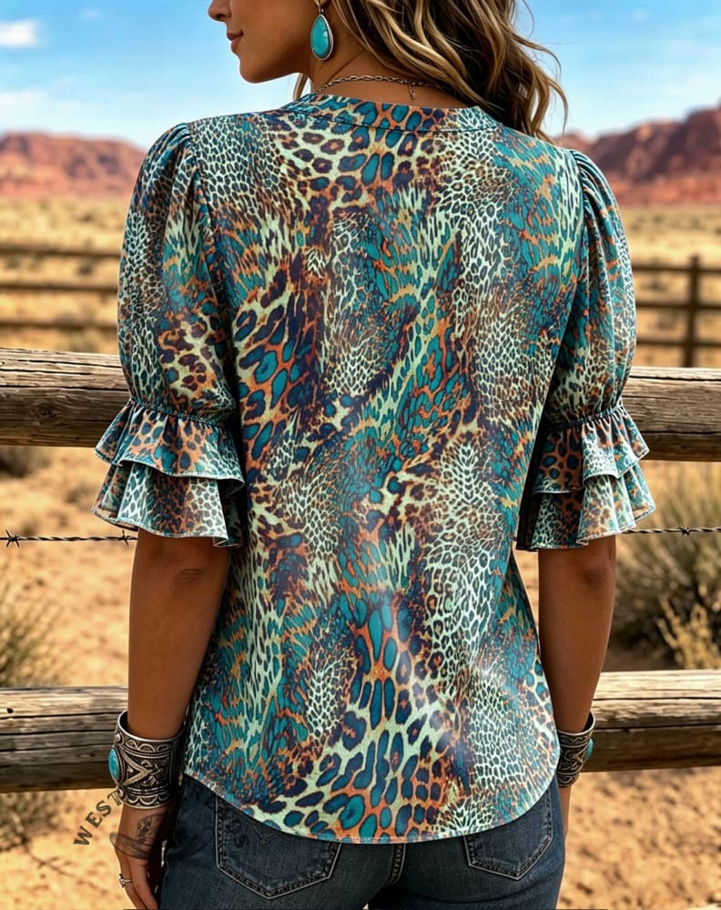 Vintage Leopard Print Comfortable Summer Fabrics Casual Shirt