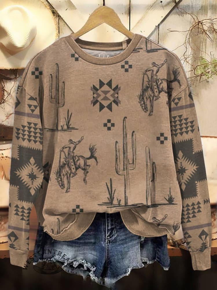 Aztec Print Casual Cotton Sweatshirt