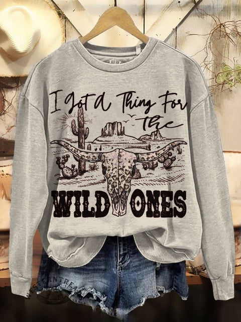 WILD ONES Print Casual Cotton Sweatshirt