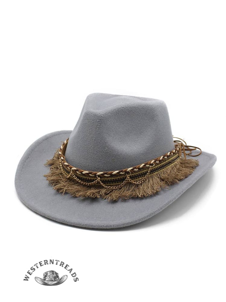 Retro Fringed Felt Hat