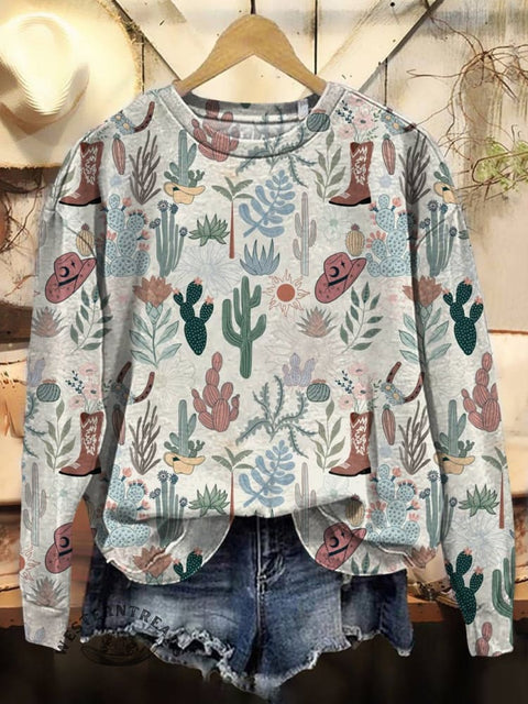 West Print Casual Cotton Sweatshirt