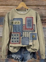 Vintage Art Print Casual Sweatshirt