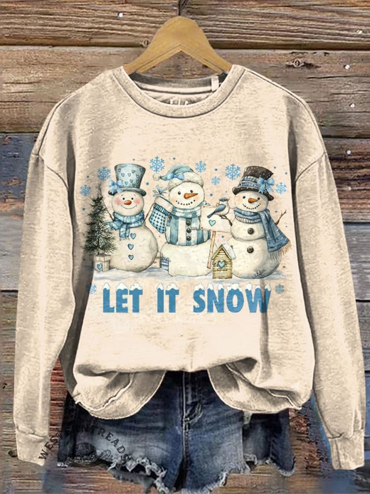 Vintage Christmas Pattern Casual Cotton Sweatshirt