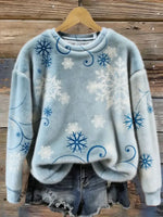 Women's Winter Snowflakes Art Print Casual Plush Top