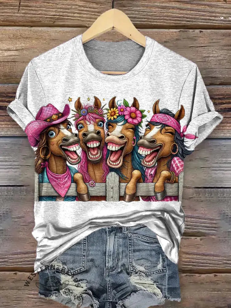 Funny Horse Art Print Classic Short-sleeved T-shirt