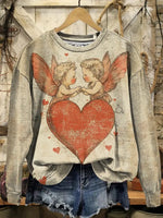 Vintage Valentine's Day Art Print Casual Sweatshirt