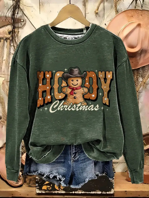 Howdy Gingerbread Man Casual Cotton Sweatshirt