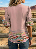Women's Retro Art Puff Sleeve Casual Shirt
