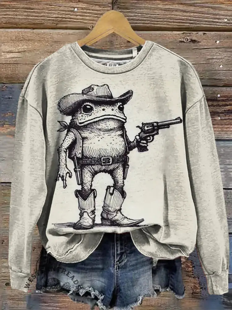 Vintage Art Print Casual Sweatshirt