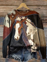 Vintage Horse Art Print Sweatshirt