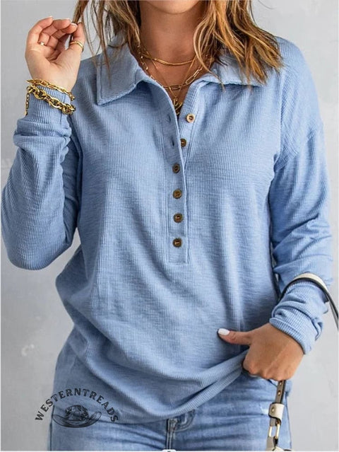 Women's Retro Collar Button Casual Shirt
