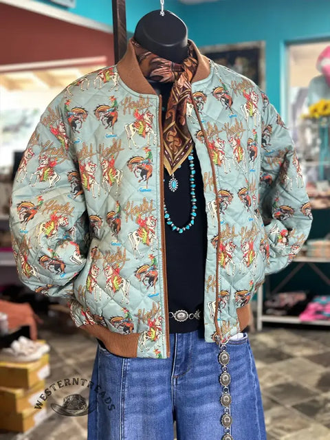 Women's Western Print Quilted Cotton Casual Jacket