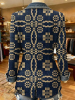 Retro Art Pattern Print Patchwork Denim Sweater Cardigan Coat