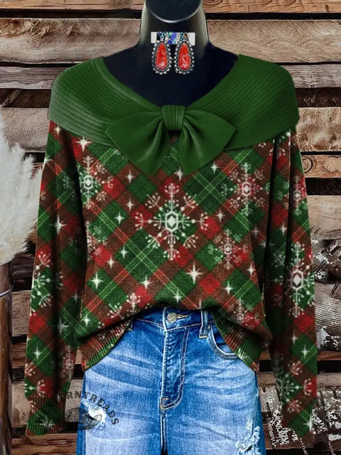 Women's Christmas Art Print Casual Sweater