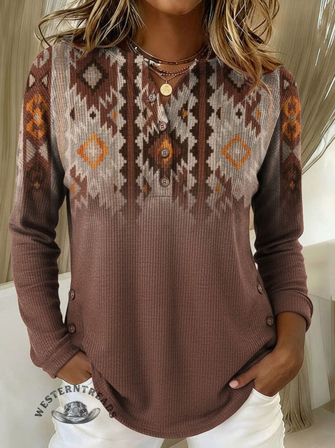 Women's Retro Aztec Pattern Print Casual Jacket