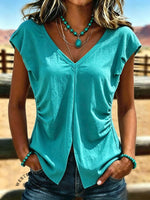 Women's Vintage Slit Patchwork Casual Shirt