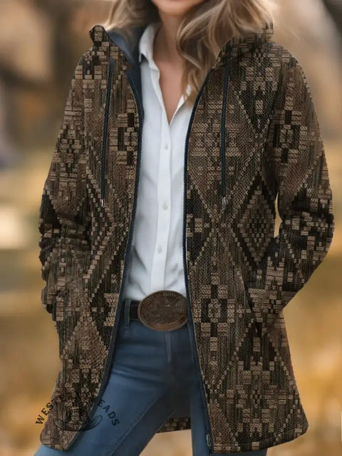 Retro Art Unisex Plush Thick Long-Sleeved Cardigan Coat