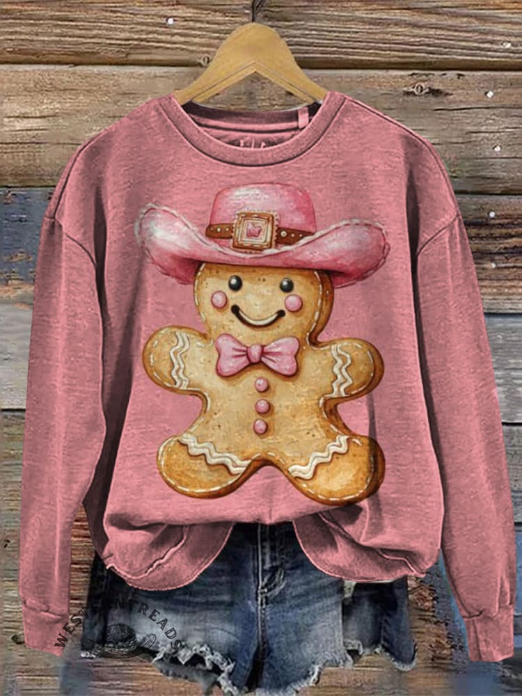 Vintage Christmas Pattern Casual Cotton Sweatshirt