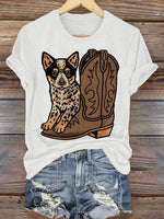 West Dog Art Print Casual T-shirt