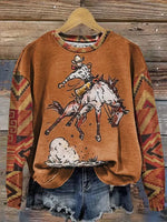 Vintage Western Cowboy Art Print Casual Sweatshirt