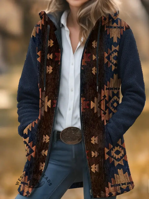 Aztec Unisex Plush Thick Long-Sleeved Cardigan Coat