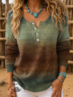 Abstract Art Print Buttoned Cardigan Sweater