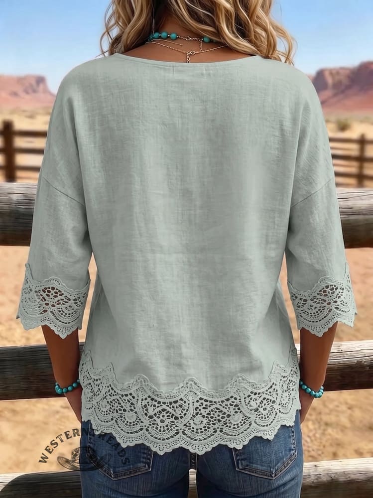 Women's Vintage Art Print Puff Sleeve Casual Shirt