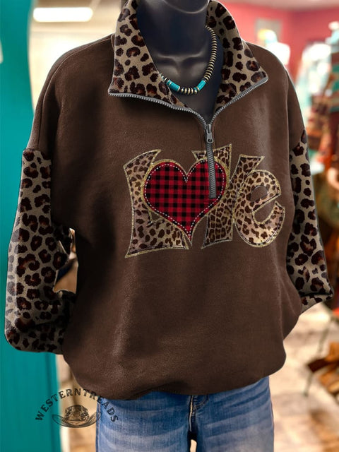 Christmas Pattern Art Print Casual Long-Sleeve Zipper Pullover Sweatshirt