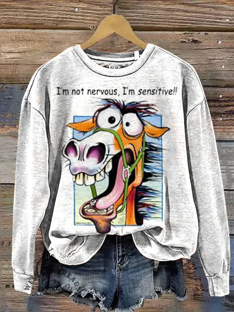 Funny Horse Art Casual Cotton Sweatshirt