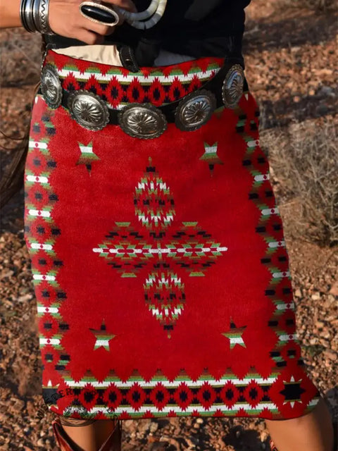 Aztec Printed Midi Skirt