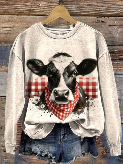 Retro Christmas Farm Casual Cotton Sweatshirt
