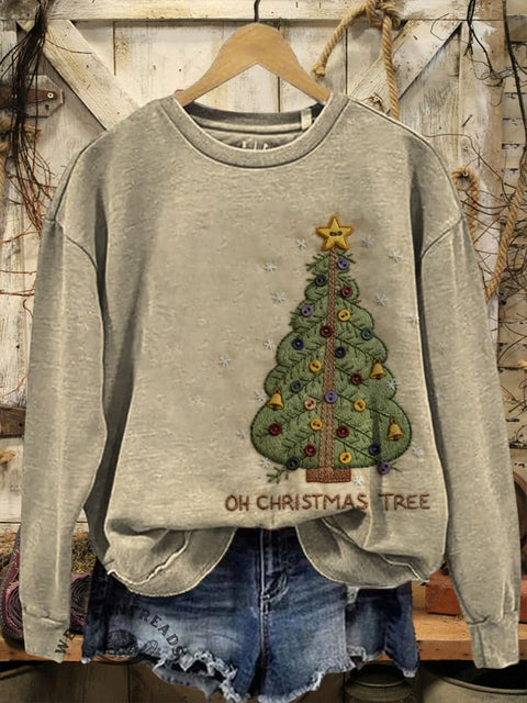 Retro Christmas Casual Cotton Sweatshirt