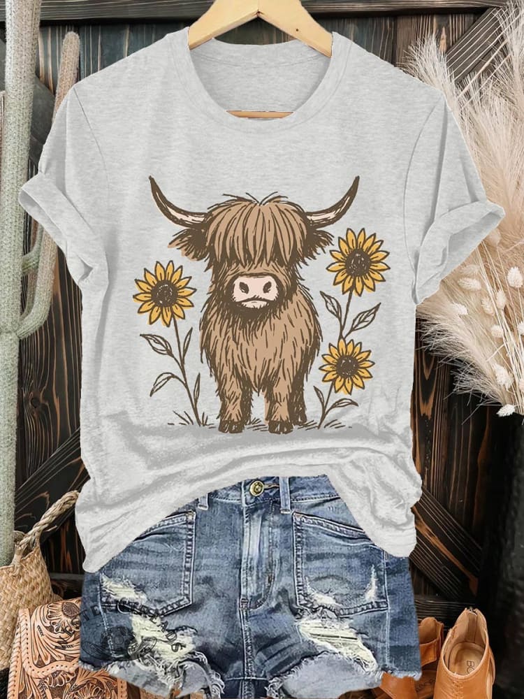 Cattle & Sunflower Print T-shirt
