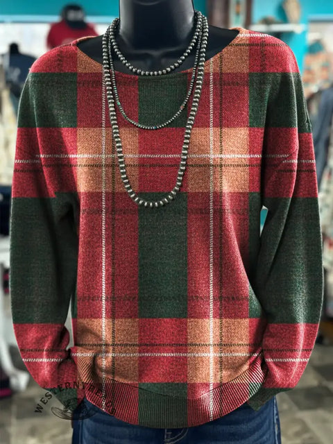 Women's Christmas Art Print Casual Sweater