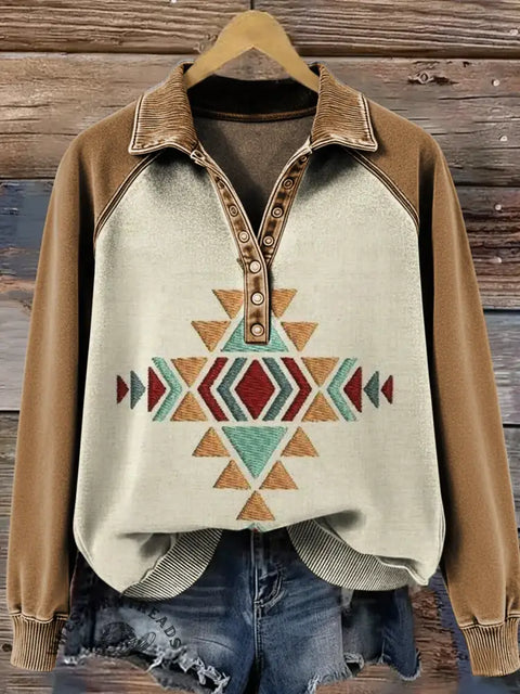 Aztec Art Print Casual Sweatshirt