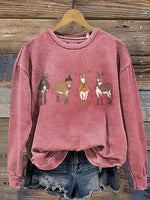 Donkey Print Casual Cotton Sweatshirt