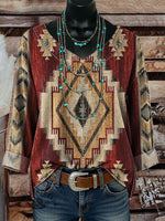 Vintage Aztec Casual Denim Top