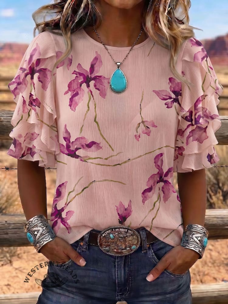 Vintage Art Print Summer Fabrics Casual Shirt