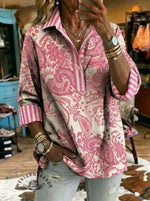 Women's Paisley Art Print Casual 3/4 Sleeve Shirt