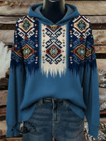 Women's Vintage Aztec Print Henley Neck Sweater Top